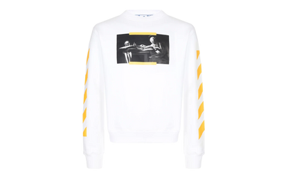 Caravaggio Print Slim Fit Sweatshirt "Saint Jerome Writing - White / Yellow" OMBA025F21FLE0090184