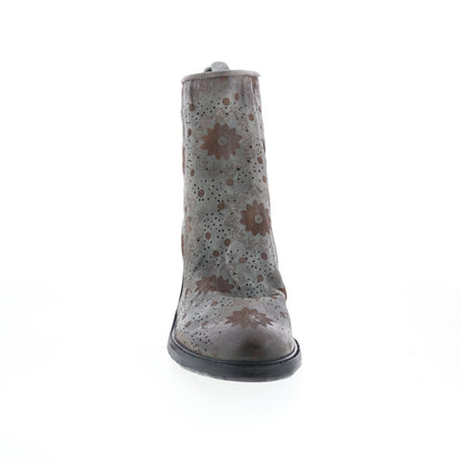 Jase Floral A24214-301-6963 Womens Gray Leather Casual Dress Boots