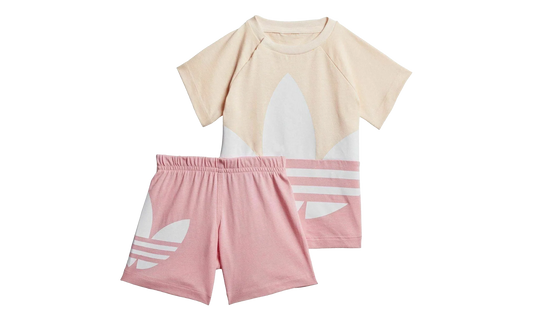 Large Trefoil Short Tee Set GS "Pink Tint / Light Pink / White" GD2651