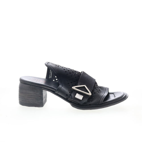 Ninny A83005-101-6002 Womens Black Leather Mules Heels Shoes