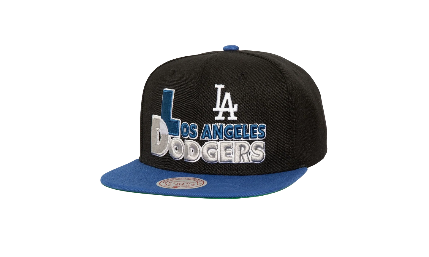MLB Text Stack 1 Snapback Cap "Los Angeles Dodgers - Black" HS8525 LADBLCK
