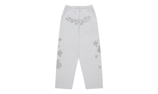 Rhinestone Beluga V2 Wide Leg Sweatpants "Heather Grey" SP5der310