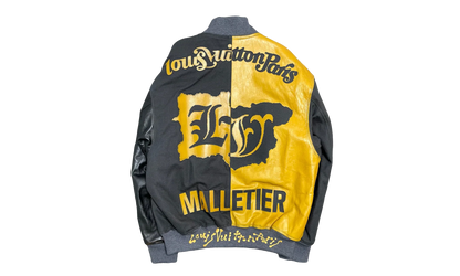 Mix Canvas Leather Bomber Jacket "Gold Black" 1AB987