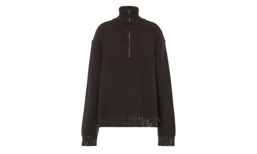 Wool Quarter-Zip Sweater WMNS "Brown" S51HL0040M13227143F