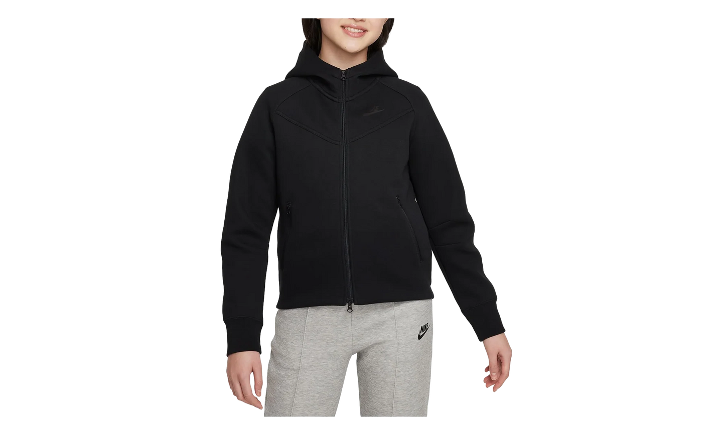Sportswear Tech Fleece Girls' Full-Zip Hoodie GS "Black / Black / Black" FD2979 010
