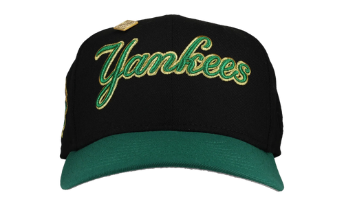 59FIFTY New York Yankees 1999 WS Fitted Hat "Metallic Script - Black / Green / Gold" 123451298979