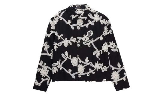 Floral Ribbon Button Up Shirt "Black" HTG260147 BLK