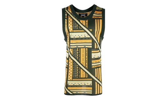 Kalonji Knit Vest "Green / Yellow" M AHLU KN007 SS23 YA03 GR