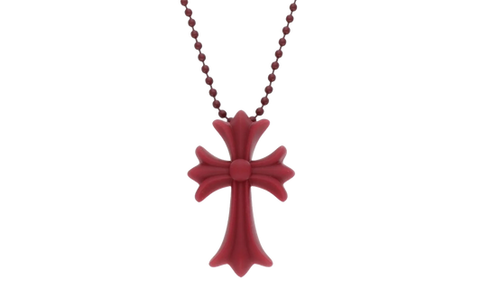 Silicrone Cross Necklace "Red Wine" CHRM0656
