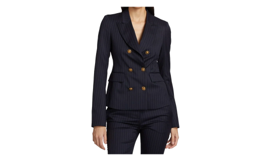 Pinstripe Double Breasted Blazer Suit Jacket "Navy" 0400022558453