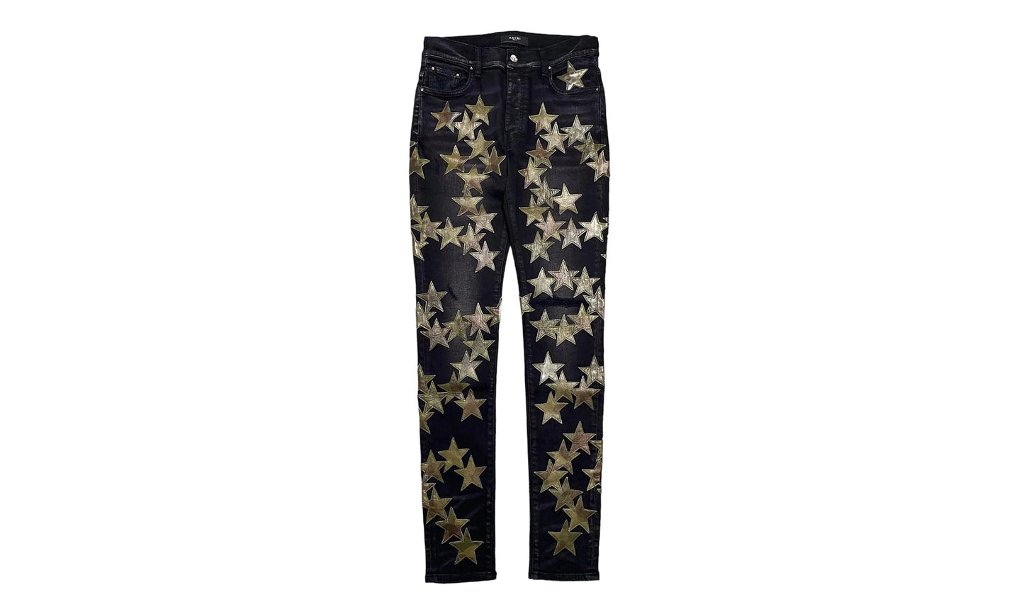 Leather Star Patch Jeans "Chemist - Aged Black" PF22MDS023 023