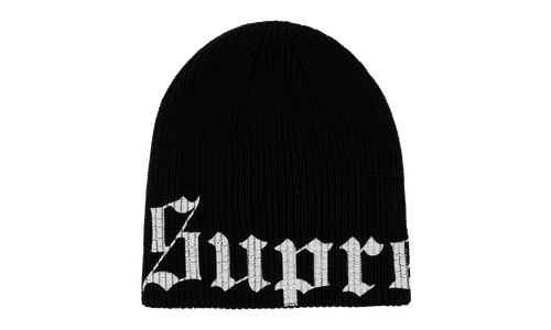 Old English Printed Beanie "SS26 - Black" SU27061