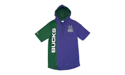 NBA Short Sleeve Split Hoodie "Milwaukee Bucks - Purple / Green" HDSSAJ19008 MBUPRGN