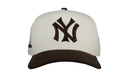 9FIFTY New York Yankees A Frame Snapback Hat "Off White / Walnut - Corduroy Visor" NE341