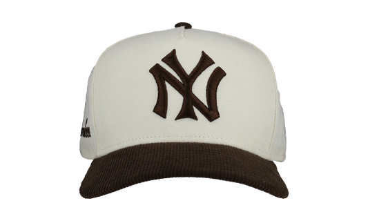 9FIFTY New York Yankees A Frame Snapback Hat "Off White / Walnut - Corduroy Visor" NE341