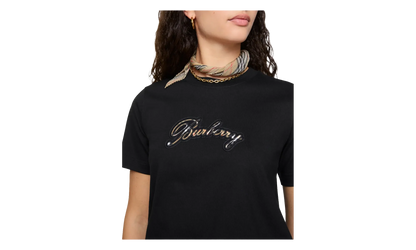 Check Cursive Logo Cotton T-Shirt WMNS "Black" 8120772