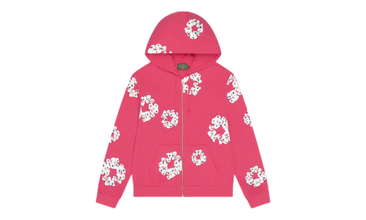 Rhinestone Cotton Wreath Zip Hoodie "Pink" DT510