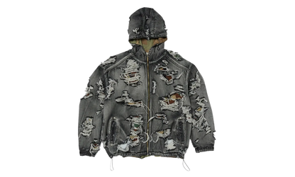 Hell Denim Camo Zip-Up Hoodie "Black" TC25JK2302