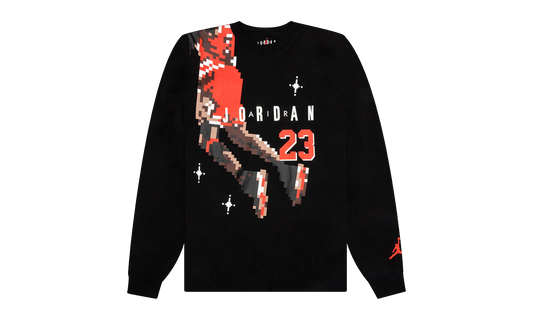 Slam Dunk Contest Holiday Long Sleeve Pixel T-Shirt "Black / Chile Red" DC9793 010