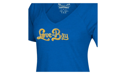 NBA Love The Bay V-Neck T-Shirt WMNS "Golden State Warriors - Royal" BWVTBA18253 GSWROYA