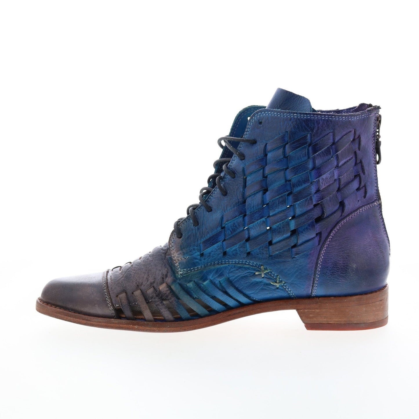 Bed Stu Loretta F328030 Womens Blue Leather Zipper Casual Dress Boots