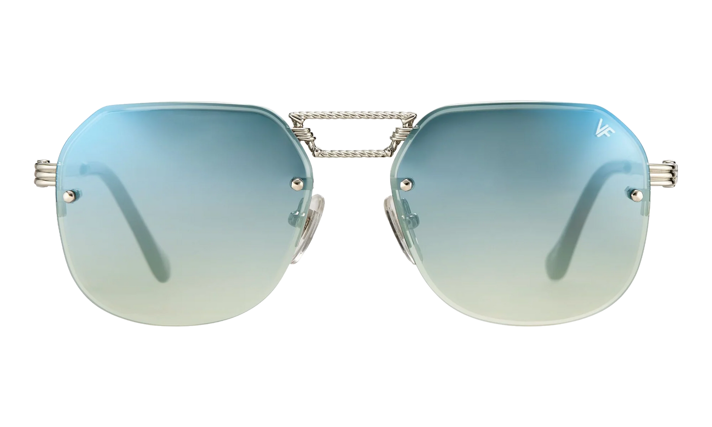 CEO Bevel Rimless Drill Mount 18KT "White Gold / Pastel Blue Flash Silver" DMCE2 0006 48A5