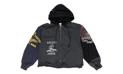Upside Down Zip Hoodie "Black" PI00004