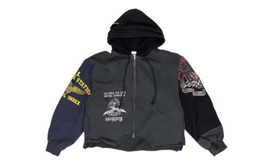 Upside Down Zip Hoodie "Black" PI00004