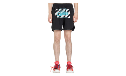 OFF-WHITE Wavy Line Mesh Shorts "Black / Multicolor" OMCI005R201010041001