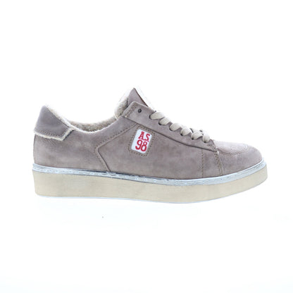 Flanch Mens Gray Leather Lace Up Lifestyle Sneakers Shoes
