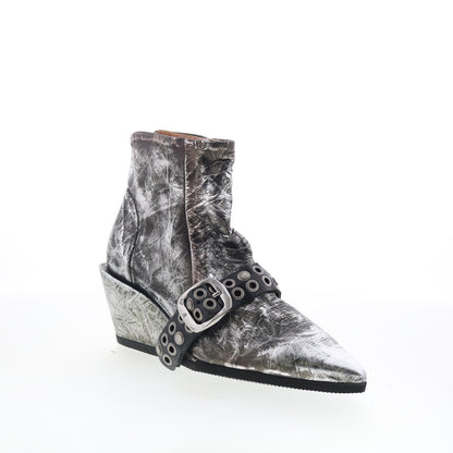 Maxie Womens Silver Leather Zipper Ankle & Booties Boots
