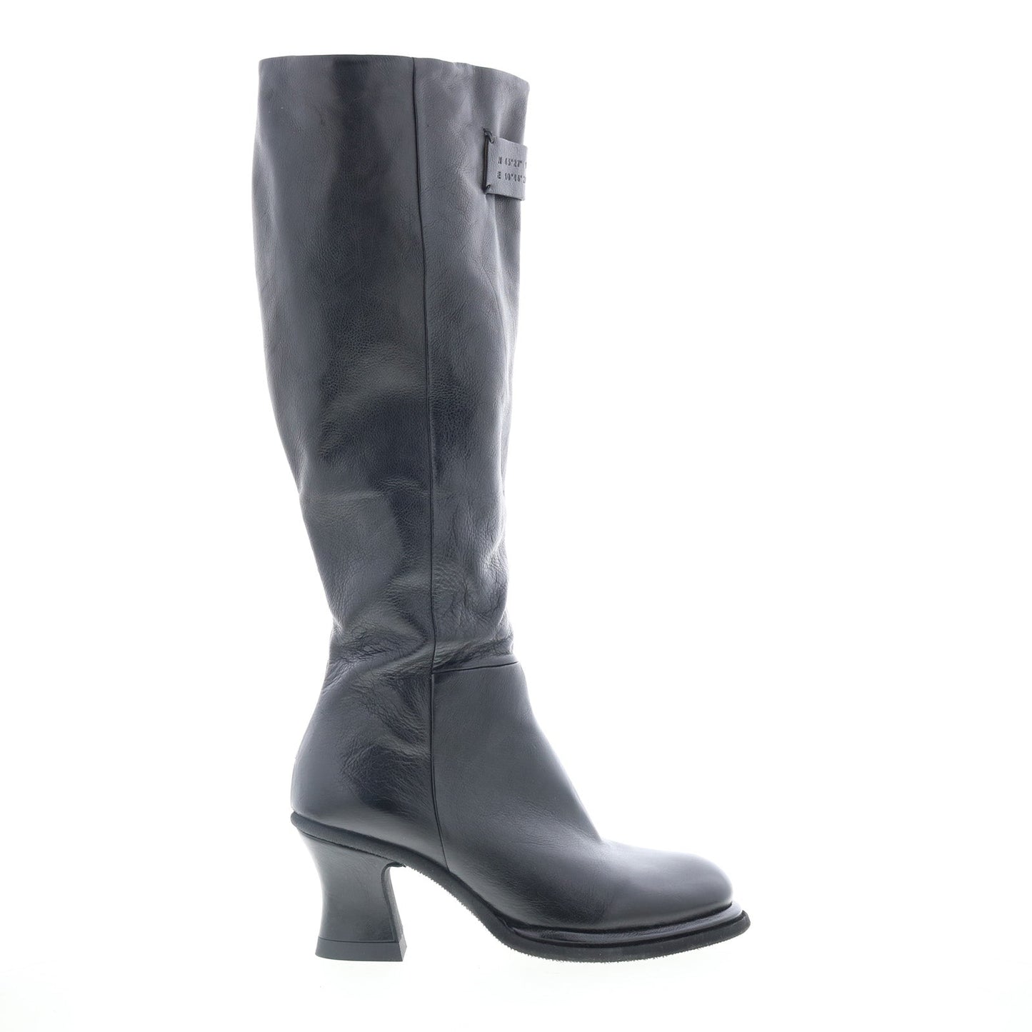 Nettie Womens Black Leather Zipper Knee High Boots
