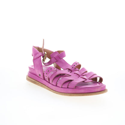Satchel Womens Purple Leather Hook & Loop Strap Sandals Shoes