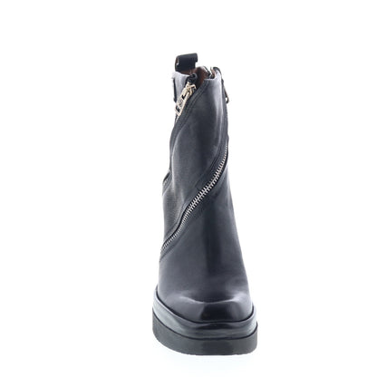 Velma Womens Black Leather Zipper Ankle & Booties Boots